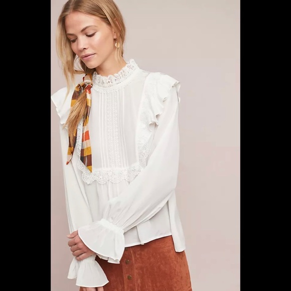 Anthropologie Eri + Ali Harriet Ruffle Blouse - Picture 1 of 9